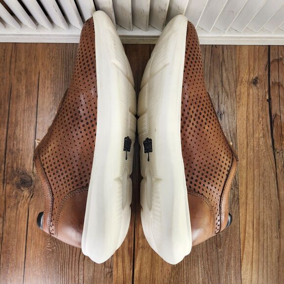 Flag LTD Kendrick Perf U-Throat Mens Sz 9M Brown Leather Perforated Preppy Shoes - Picture 6 of 9